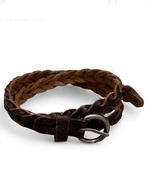 American Eagle Dark Brown Braided Genuine Leather Belt